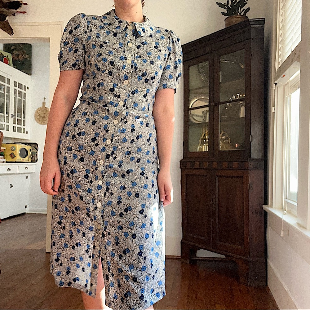 Rouje Blue Floral Midi Dress
